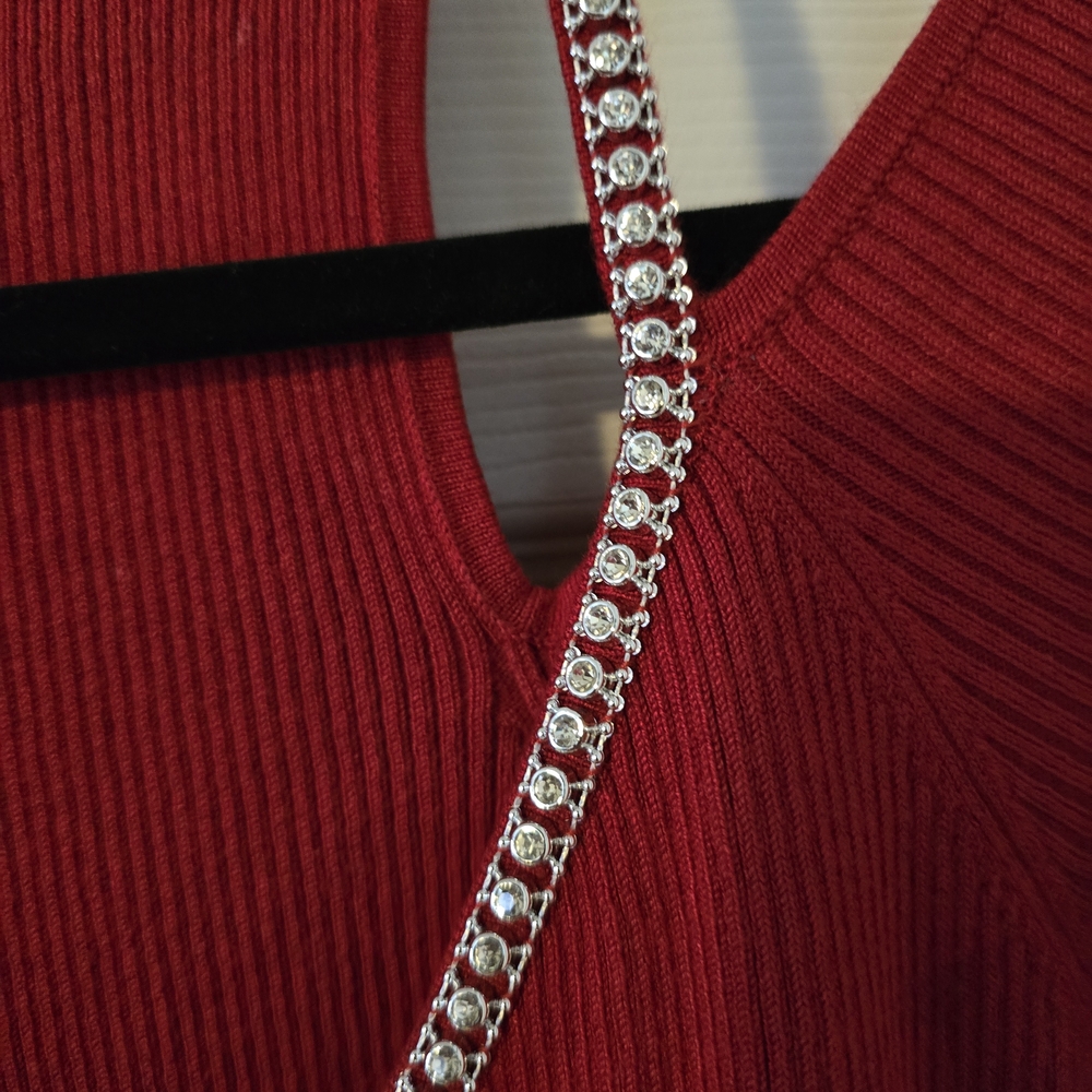 Venus Ruby Ribbed Zip Front Blouse - image 5